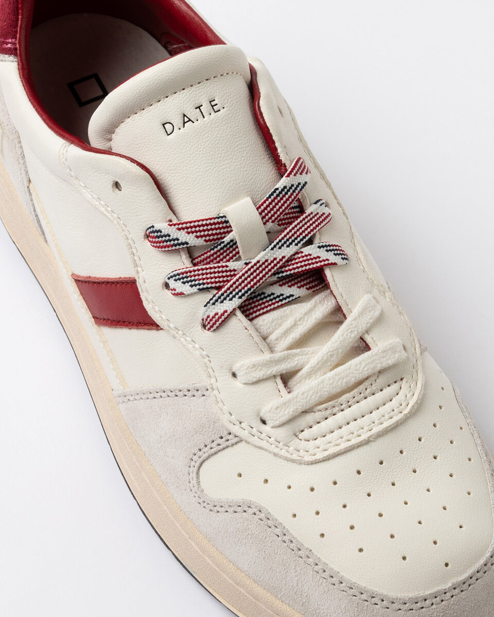 Court 2.0 VINTAGE DANA DERİSİ BEYAZ-BORDO