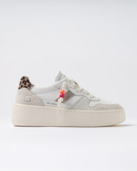 COURT PLATFORM VINTAGE DANA DERİSİ BEYAZ-LEOPAR