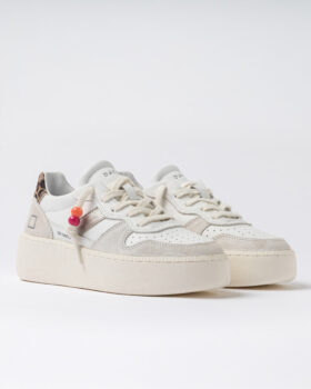 COURT PLATFORM VINTAGE DANA DERİSİ BEYAZ-LEOPAR