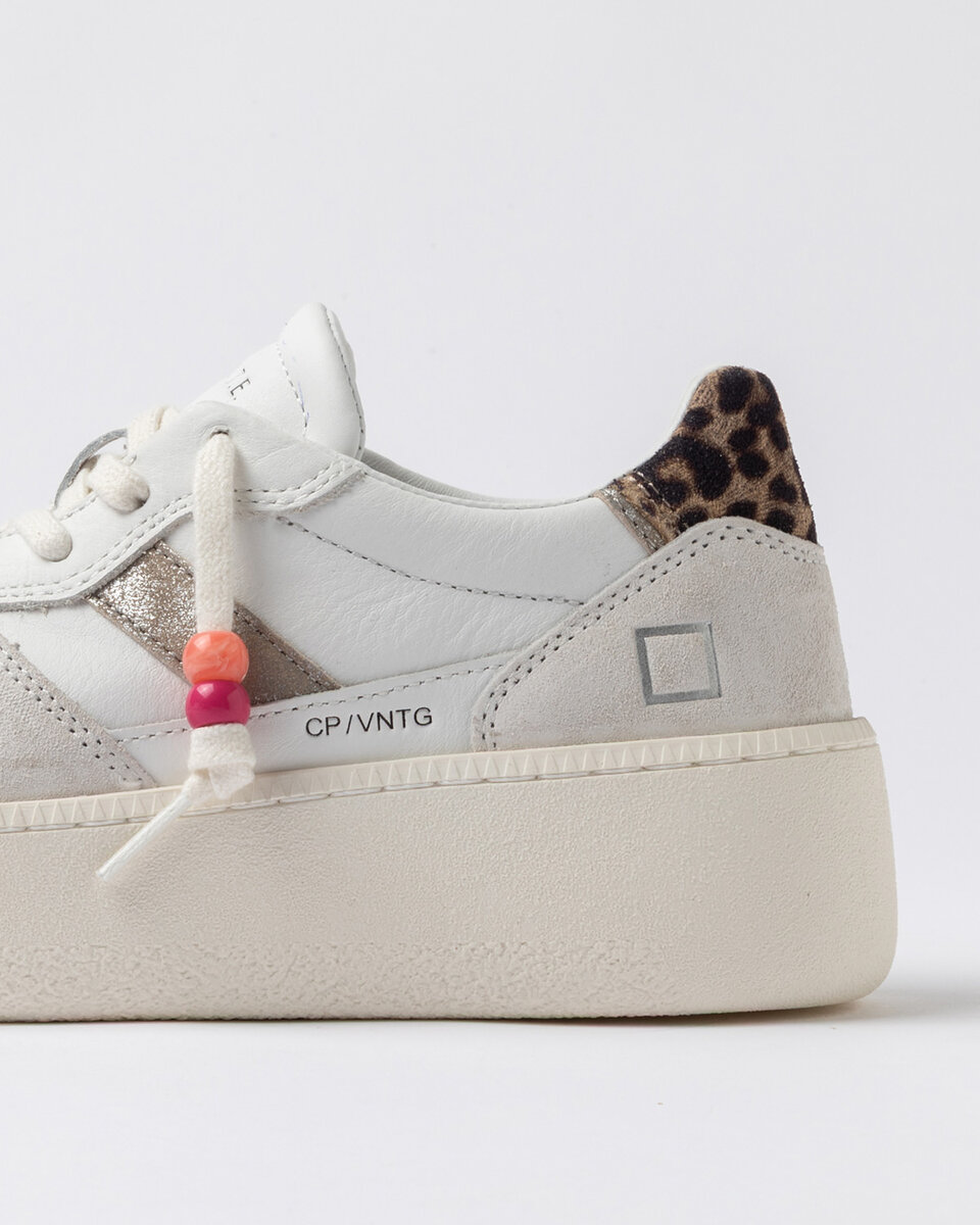 COURT PLATFORM VINTAGE DANA DERİSİ BEYAZ-LEOPAR