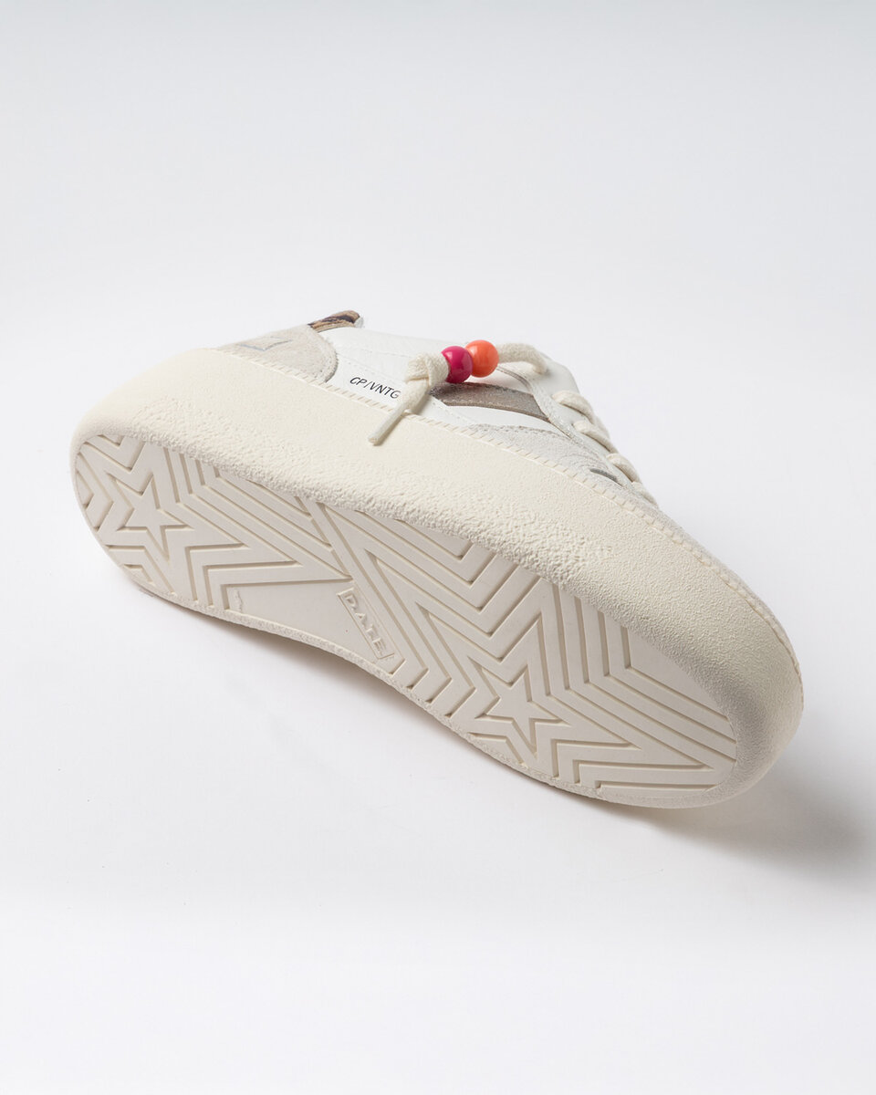 COURT PLATFORM VINTAGE DANA DERİSİ BEYAZ-LEOPAR